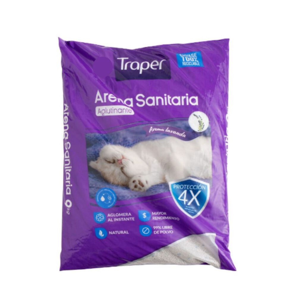 Arena Para Gatos Aglutinante Aroma Lavanda 4kg Traper image number 0.0